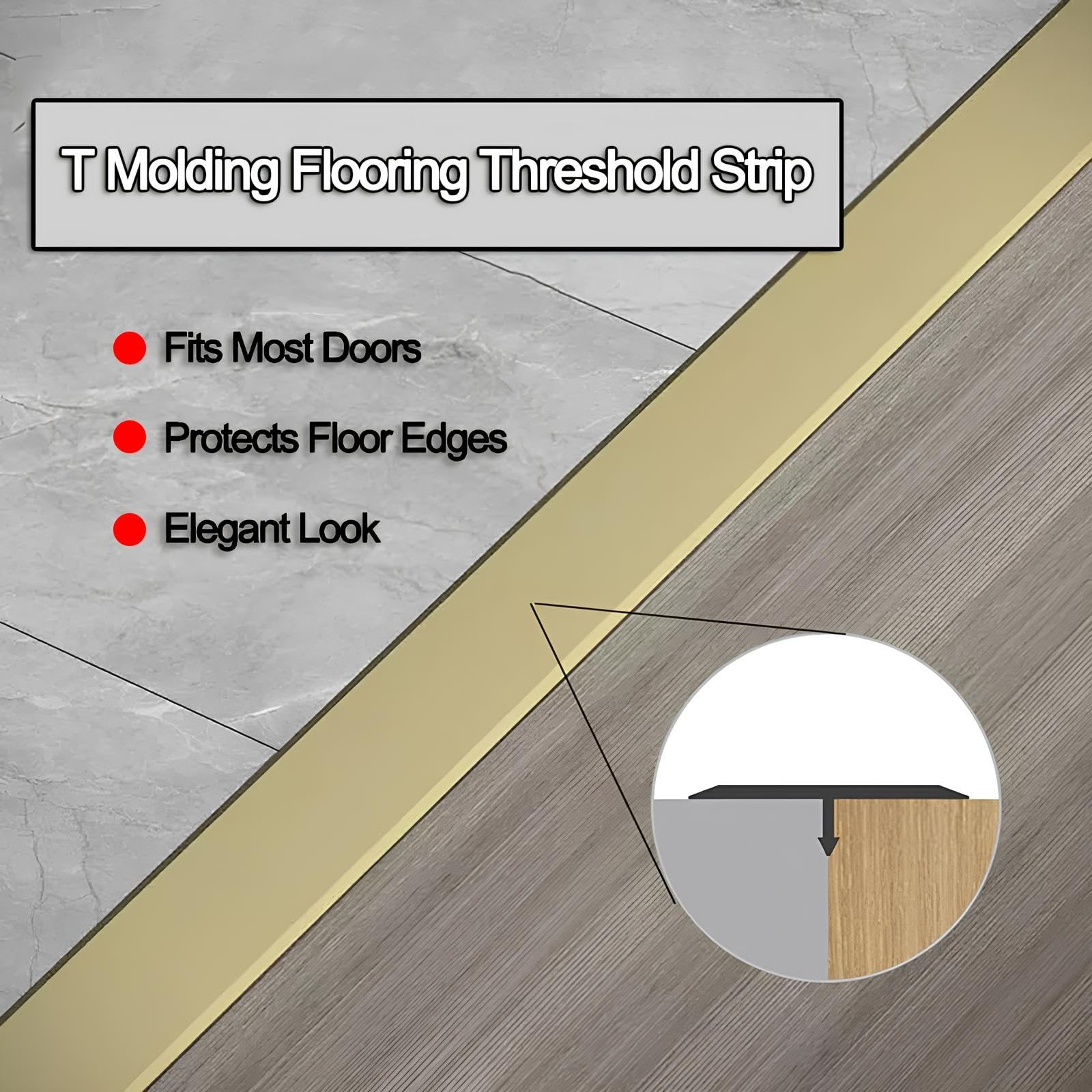 Tira De Umbral De Aluminio T Perfil De Transición Autoadhesivo Para Suelo | Moldura De Suelo Para Umbral De Puerta Madera Azulejos Y Juntas De Dilatación(Rose Gold,33.0mmx140cm)