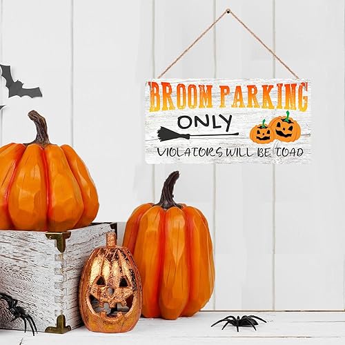 Miniatura 4 de Broom Parking All Others Will Be Toad - Letrero de Halloween para el hogar, decoración divertida, letrero decorativo para colgar, placa rústica,