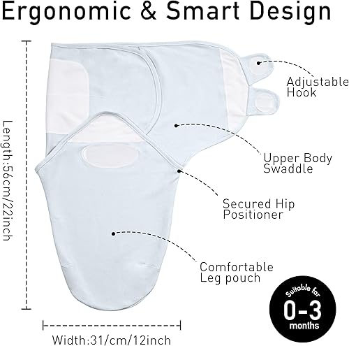 Miniatura 63 de GLLQUEN BABY Mantas de Arrullo para Bebé Recién Nacido para Niño, Paquete de 3 Mantas de Arrullo para Bebé de 0-3 Meses, Saco de Dormir de Arrullo,