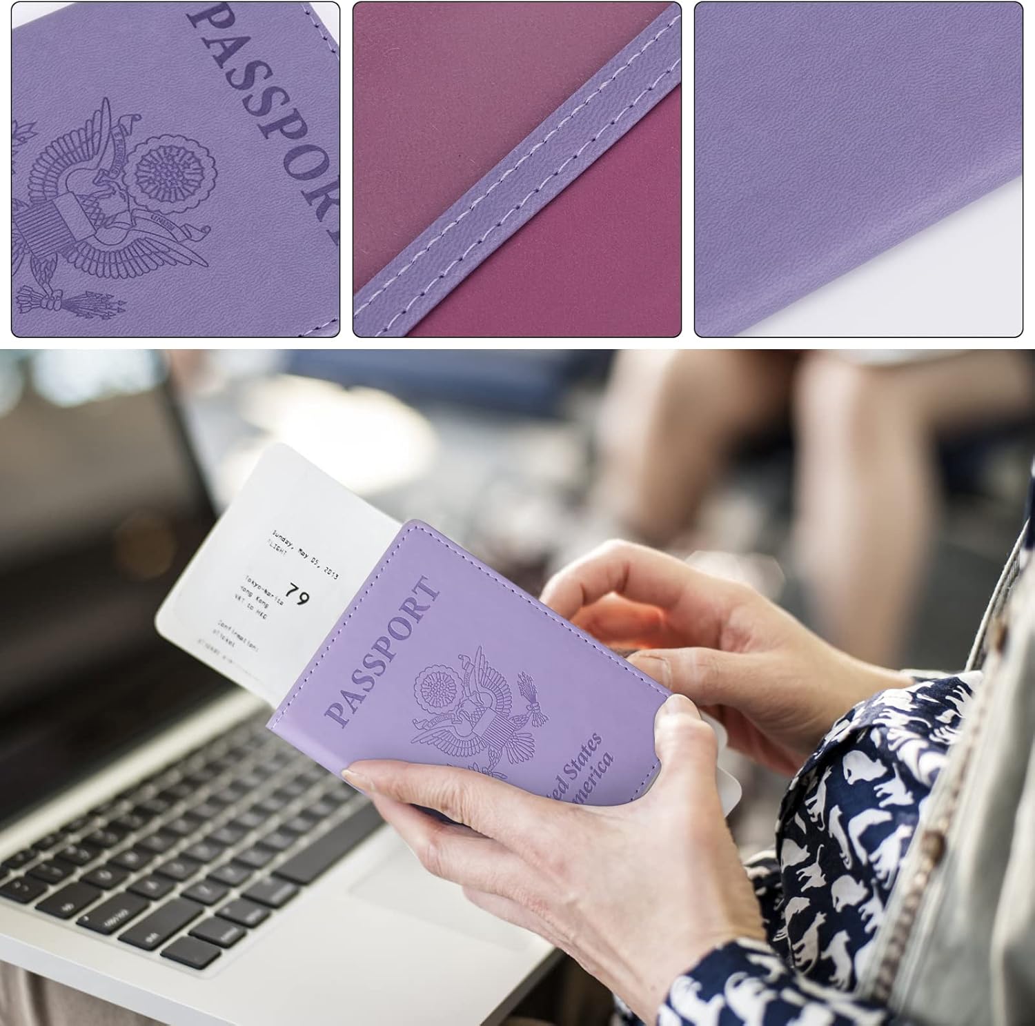  | TIGARI Passport Holder Travel Bag, Passport and Vaccine Card Holder Combo, Slim Travel Accessories Passport Wallet for Women Men, Leather Passport Cover Protector with Waterproof Vaccine Card Slot | Passport Wallets