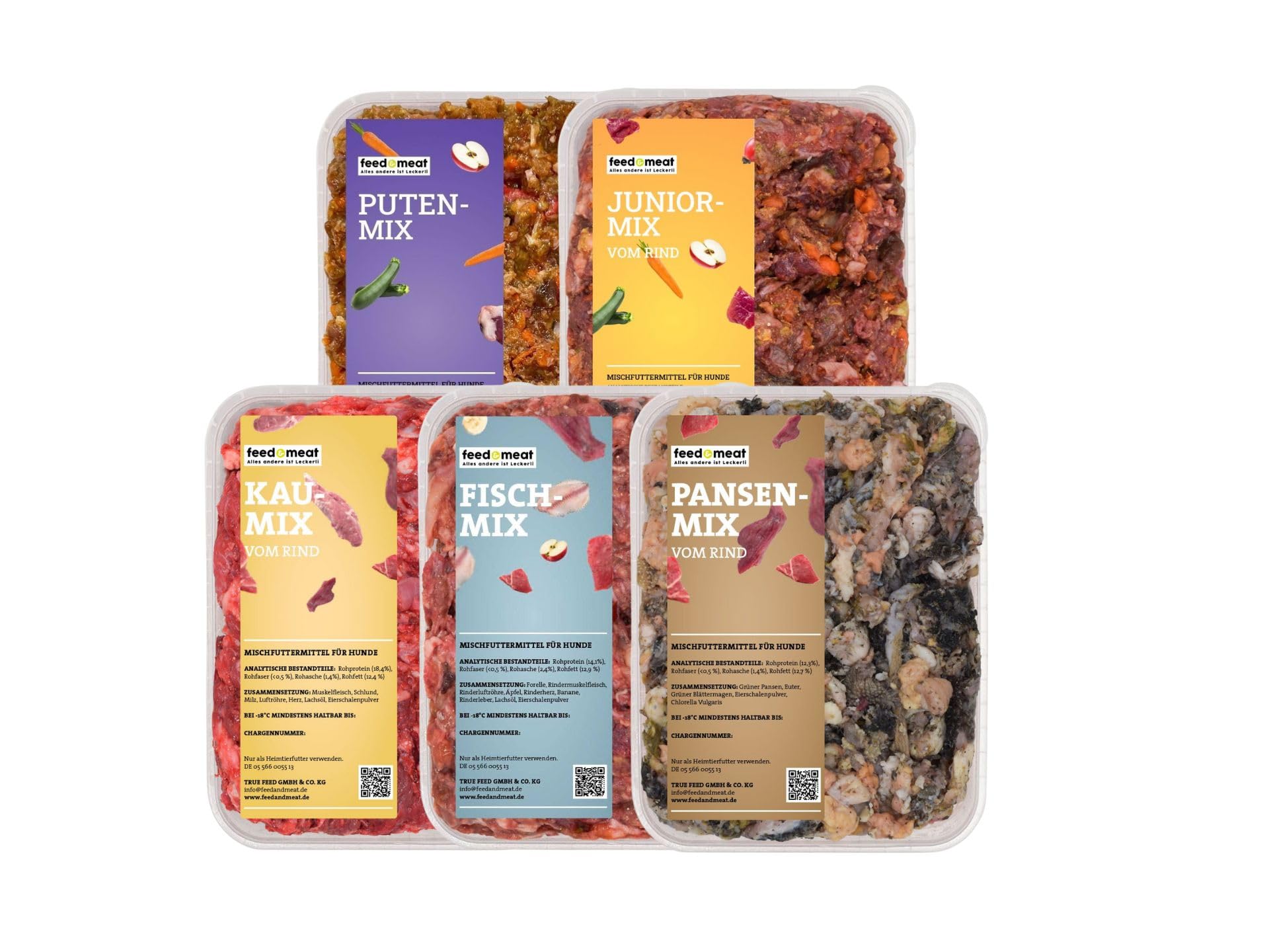 Barf Juniorpaket für Hunde – Tiefgekühlte Rohfleisch-Mix-Schalen, 22 Mixe à 500 g – Hundefutter Komplettpaket