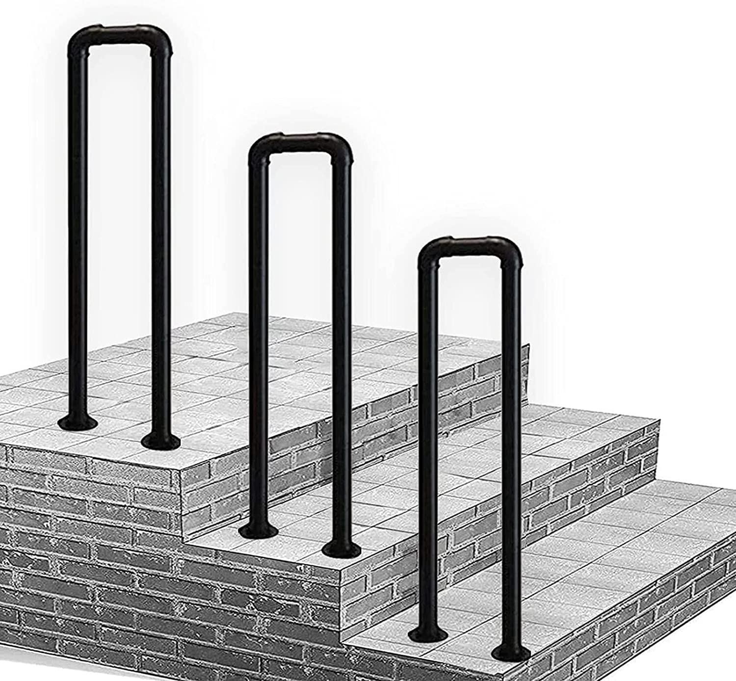 Handrails for Stairs U-Shaped Wrought Iron Handrail Railing, Matte Black Galvanized Pipe Stair Handrail, Indoor Or Outdoor Elderly Safety Non-Slip Support Bar(85cm(2.78ft))
