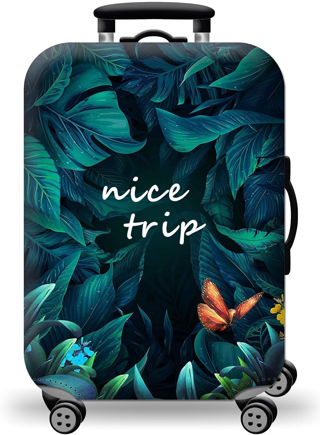 Handcuffs Trolley Cover Luggage Bag Polyester | Cabin Trolley Bags | Suitcase | Travel | Protector | Printed | Washable | Anti-scratch (Green, L)