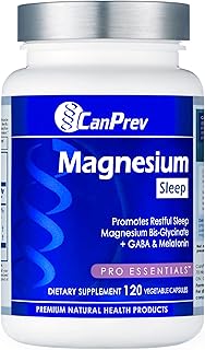 CanPrev Magnesium Bisglycinate Chelated + GABA & Melatonin, 120 Veg Caps, 120-Day Supply, Support Restful Night, Muscle Function, Promote Relaxation & Balanced Sleep-Wake Cycle, Vegan, No GMO & Gluten