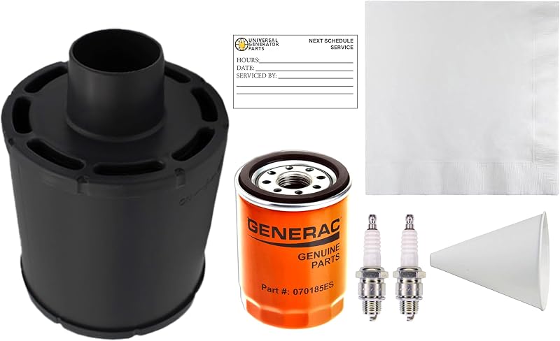 Kit de mantenimiento Generac 5663 para modelos HSB de 11 kW y 530 cc | Kit de servicio de generador, filtro de aceite, bujías, elementos esenciales de puesta a punto, para modelos HSB de 530 cc de 11 kW, piezas OEM