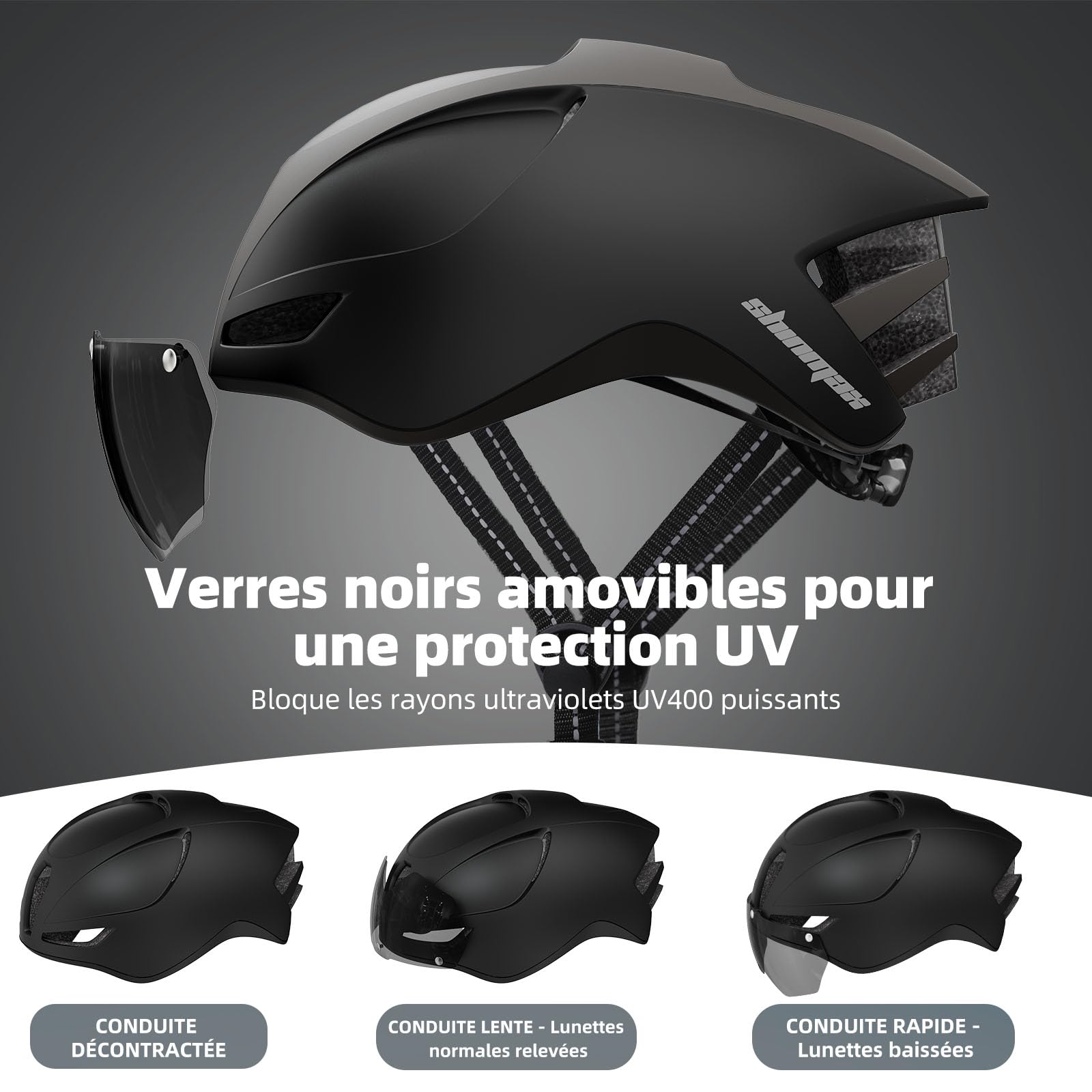 Shinmax Casque de vélo avec visière amovible Cyclisme Sport léger Homme Femme Protection sécurité routière