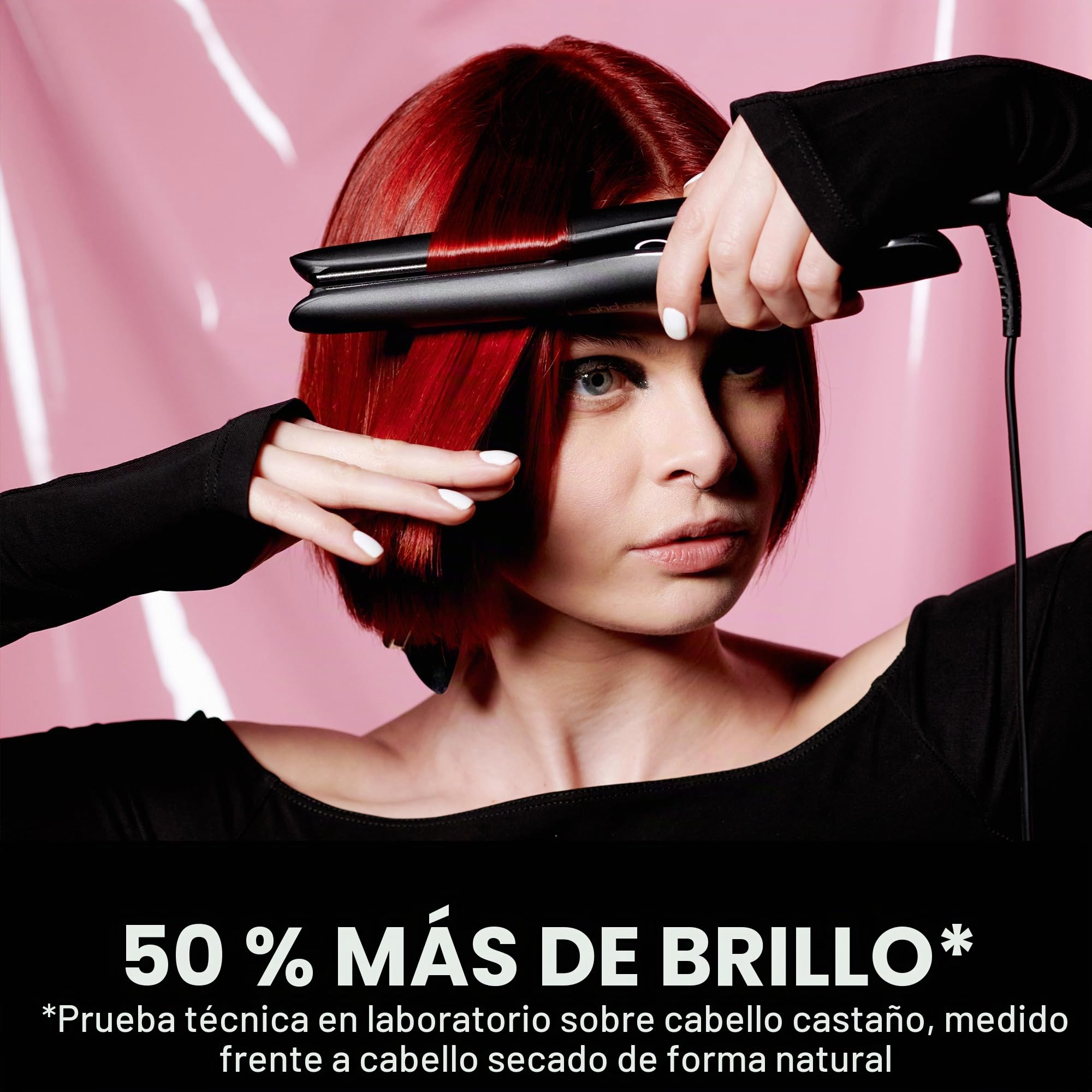 ghd Mini plancha delgada para el cabello, color negro, placas 40% más delgadas para un peinado de precisión desde la raíz, diseñadas para cabello corto, flecos y bobinas, 50% más de brillo