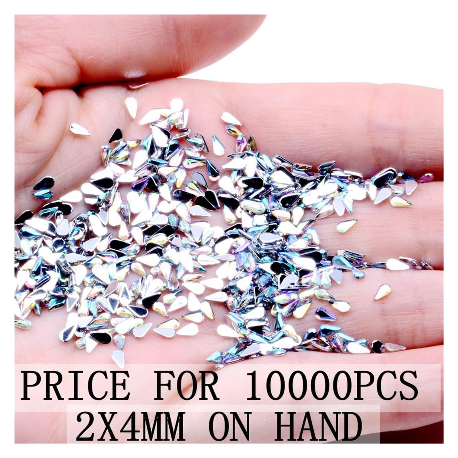 10000 STÜCKE Big Pack Acryl Strass Träne Flatback Kristall AB Flache Rückseite Nagel Strass 3D Nail Art Dekorationen DIY Werkzeug wanglan(Color:5x8mm 10000pcs)