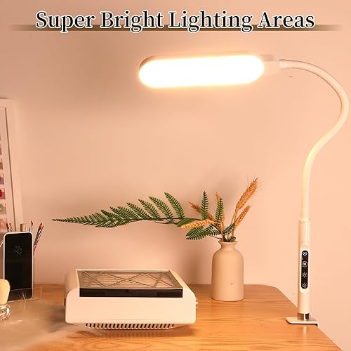 Miniatura 7 de BQAN Lámpara de escritorio LED con abrazadera, 15 W cuidado de los ojos, lámpara de escritorio ajustable de cuello de cisne para oficina en casa con