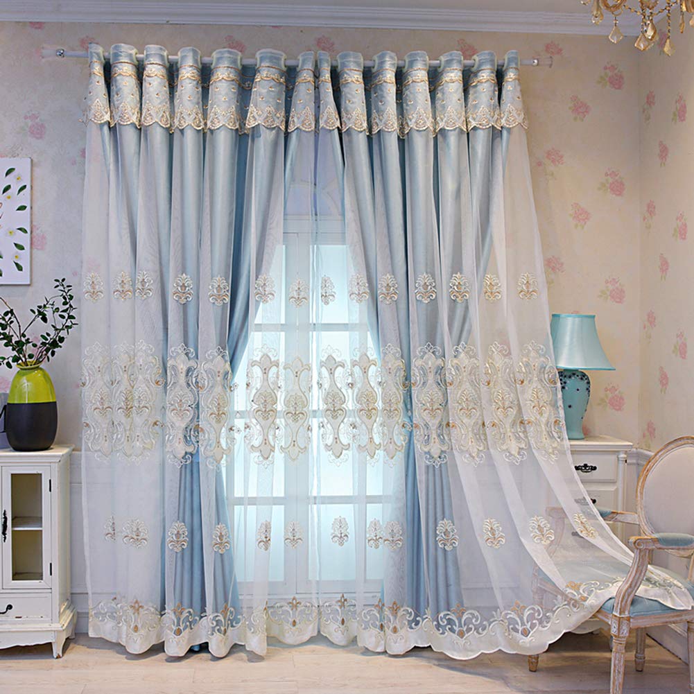 Tenda oscurante in tulle ricamato, a doppio strato, con occhielli, per soggiorno e camera delle ragazze, traspirante, a risparmio energetico, isolamento termico, divisorio per hotel