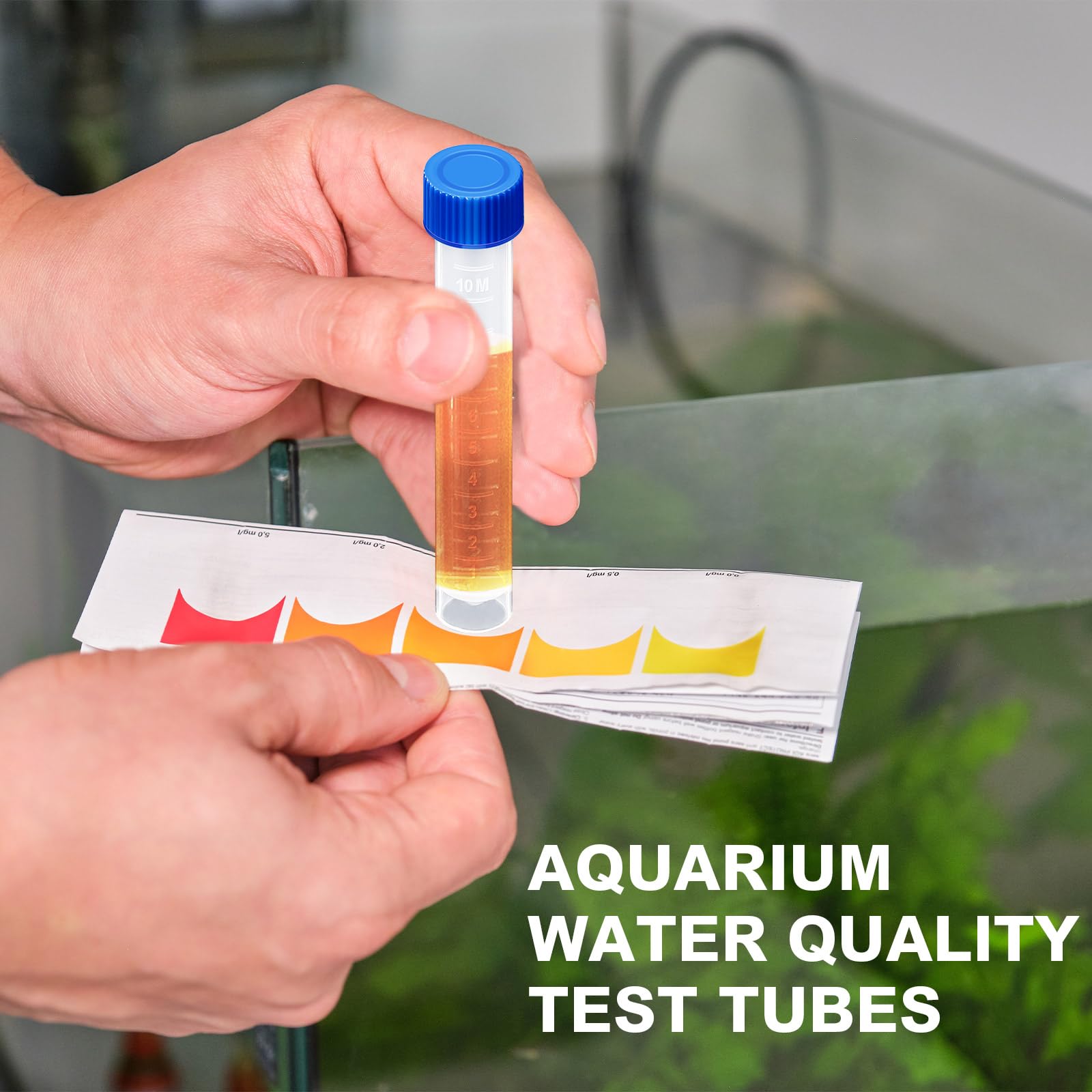 Konohan 12 tubos de ensayo de repuesto para kits de prueba de acuario, tubos de ensayo autoportantes de plástico congelado de 10 ml con línea de escala para pruebas de agua de acuario