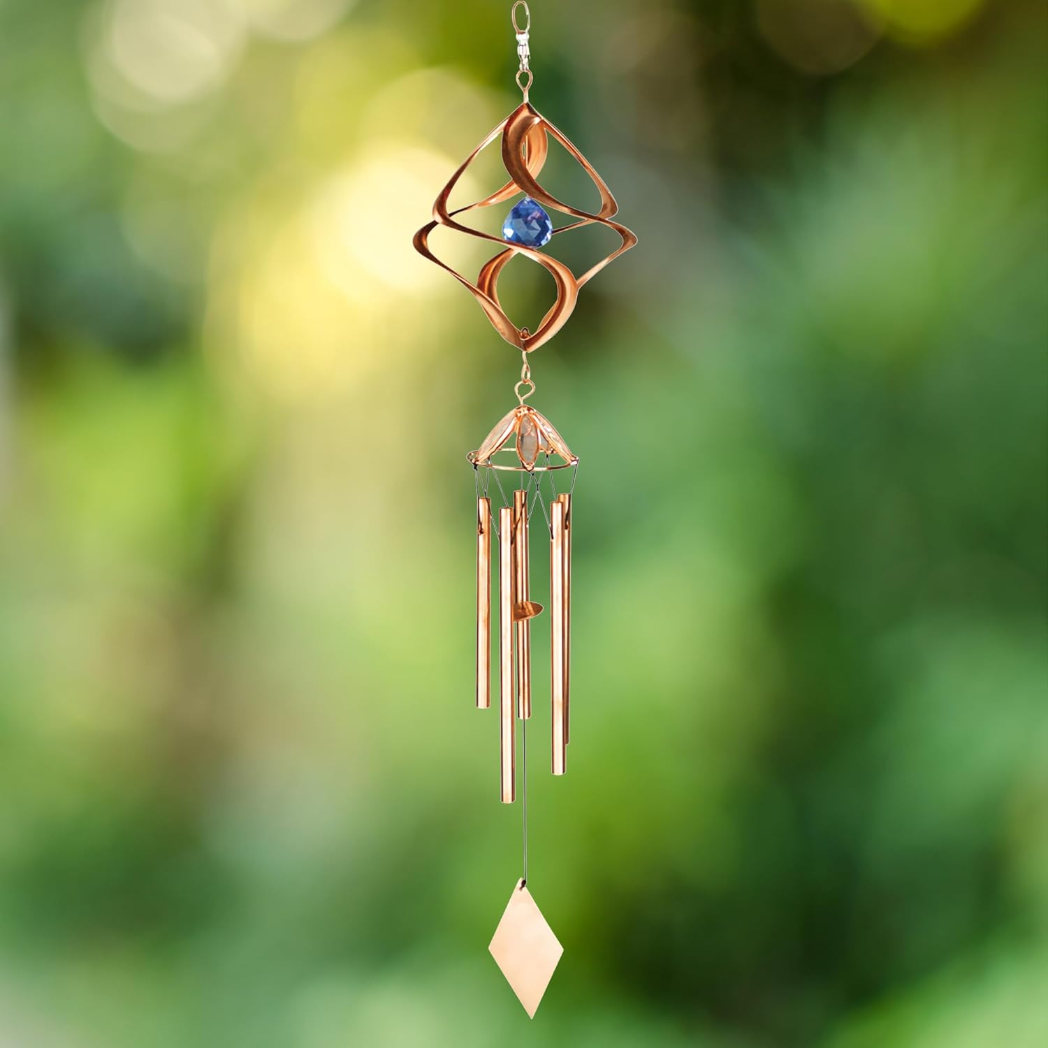 Red Carpet Studios Windchimes Cosmix Spinner Wind Chime, 25-Inches, Copper & Blue
