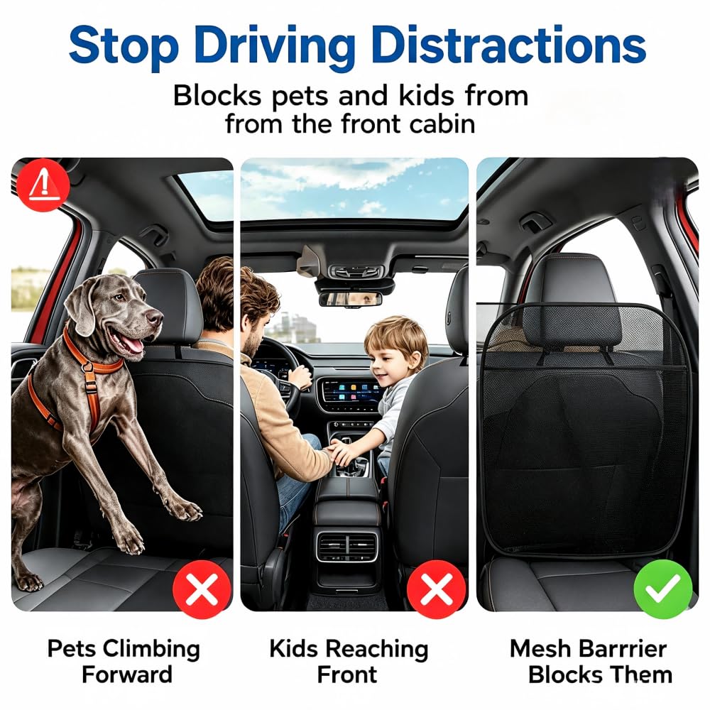 Red para Perros Coche para MG 4 EV 2025 | Reja de Seguridad Asiento Trasero, Barrera de Divisor Mascotas Asientos Traseros Ajustable