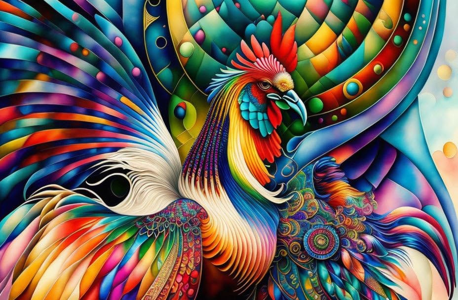 Poster coq coloré 50x70 cm sans cadre toile moderne pour salon