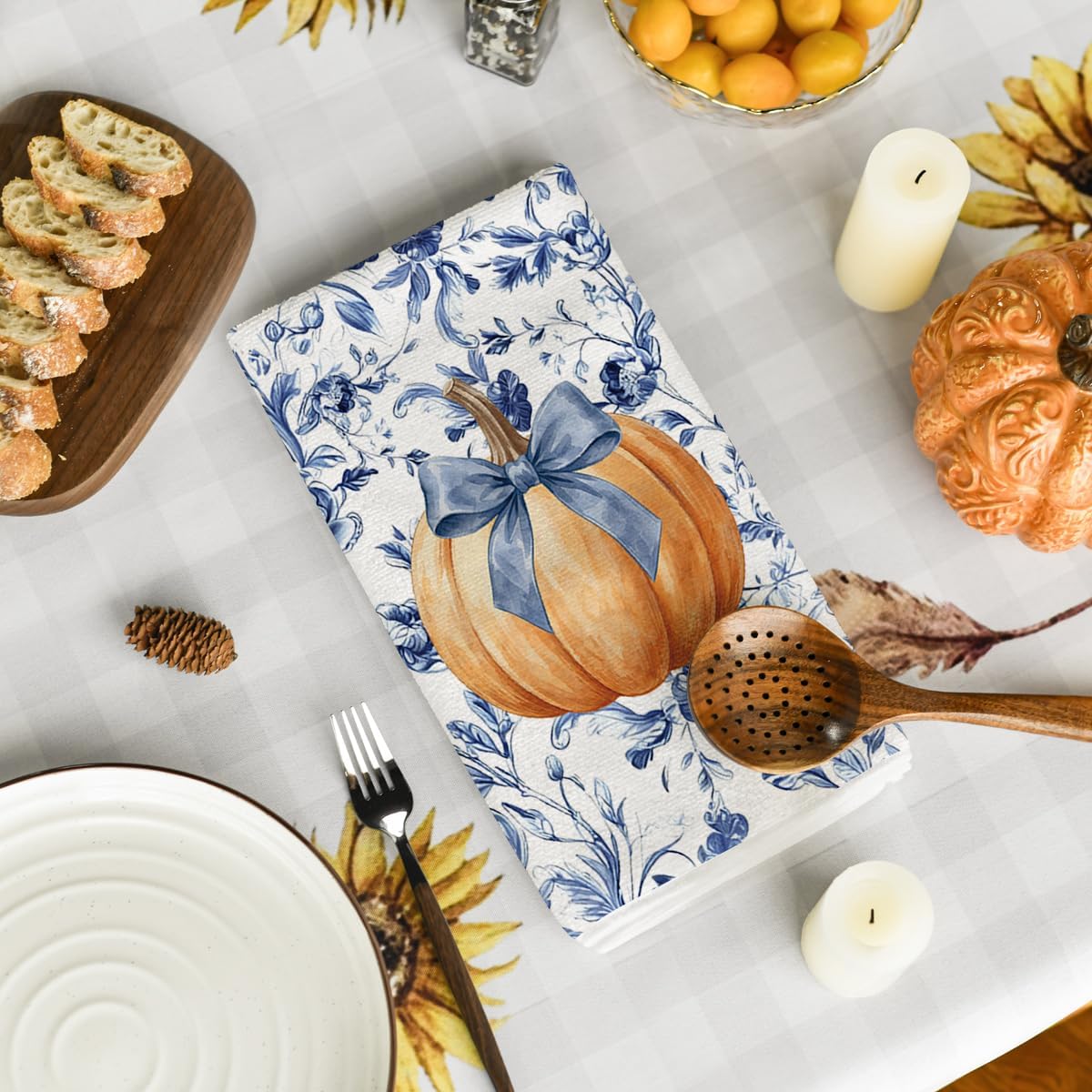 Artoid Mode Pumpkins Fall Kitchen Towels Set of 2 18x26 Inch