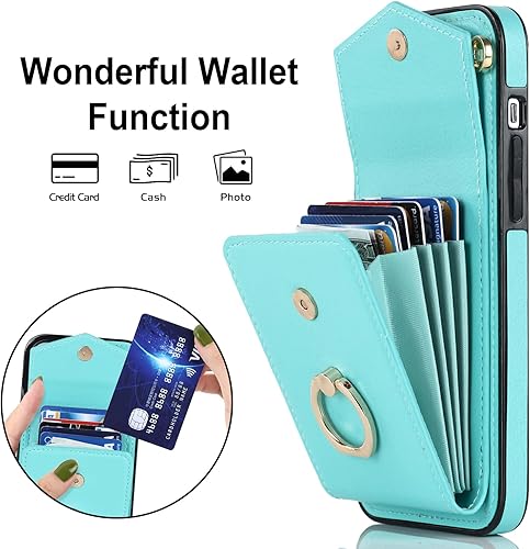 Miniatura 3 de Asuwish Funda de teléfono para iPhone 11 6.1 con protector de pantalla de vidrio templado y anillo de bloqueo RFID, portatarjetas de TPU, accesorios