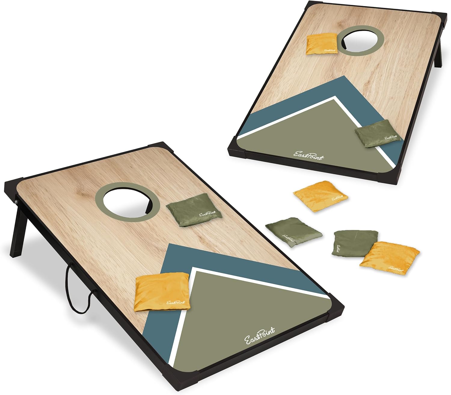 EastPoint Sports 2' x 3' Cornhole Game Set with 8 Bean Bags – Portable Bean Bag Toss Boards with Built-in Storage, Carry Handles & Durable MDF Construction – Tailgate, Backyard, Beach & Party Game