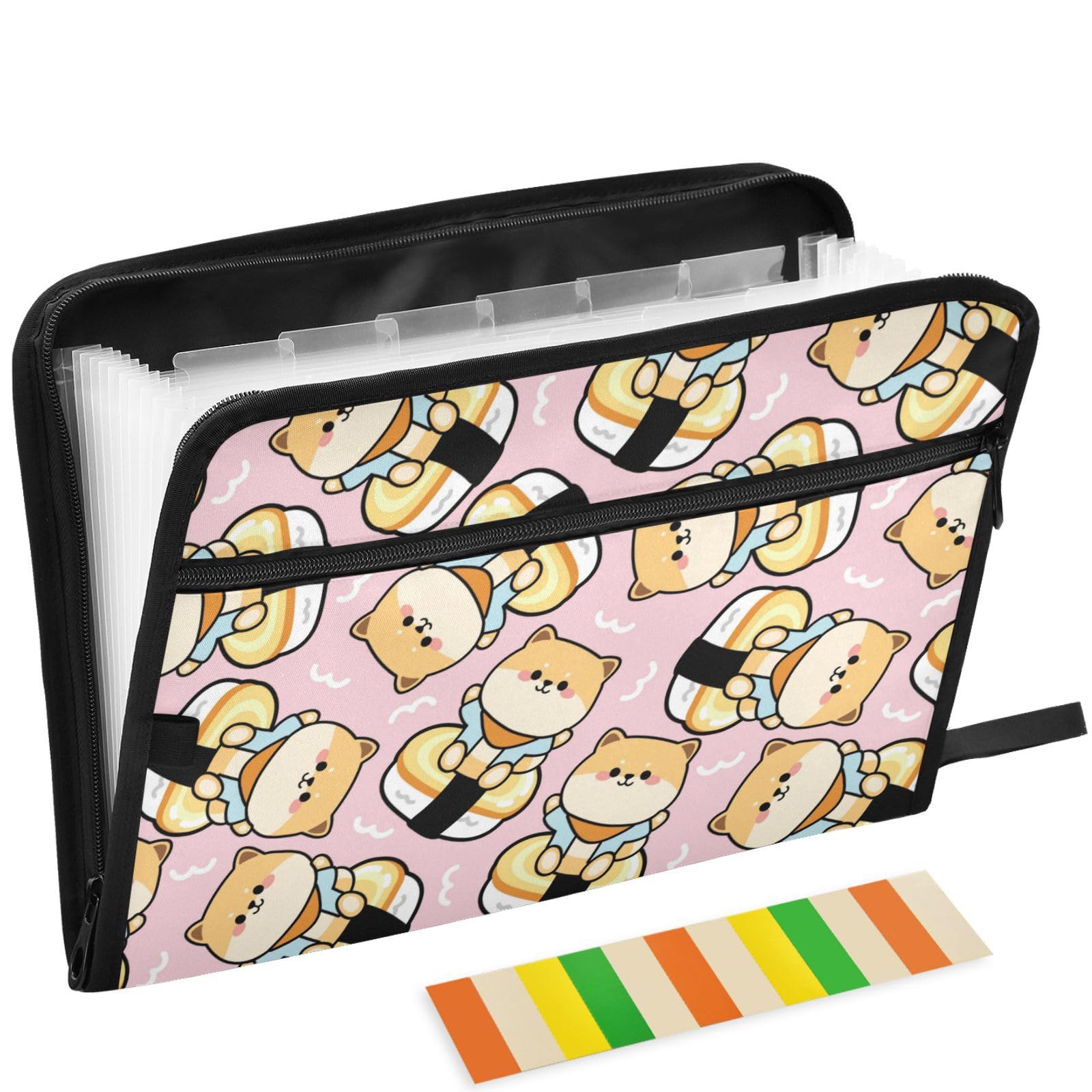 Porte-documents extensible avec 13 poches en accordéon avec étiquettes autocollantes, Classeur Rangement - Format lettre A4