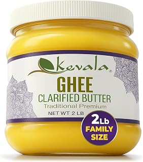 Kevala Grass-Fed Ghee Clarified Butter - Lactose Casein Free, High Smoke Point Keto Paleo Gluten-Free 2 lb Jar