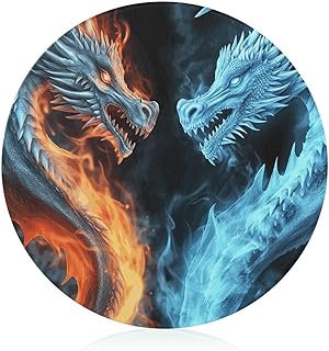 Ice And Fire Dragons Cutting Board for Kitchen Tempered Glass Cutting Board Scratch Flexible Cutting Boards Dishwasher Safe Round Chopping Boards for Meal Prep & Serving