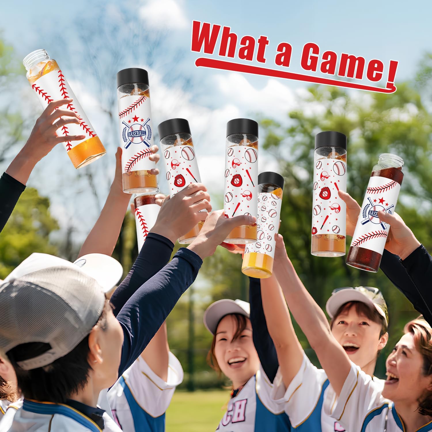 24 Pcs 17 Oz Baseball Plastic Sports Bottle Lid Reusable Juice Drink Container Leak Proof Lightweight Shatter Resistant White Bulk Cup for Daily Picnic Sports Themed Birthday Party Supplies