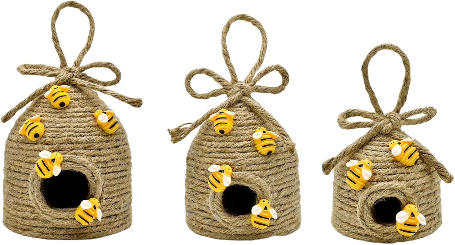 Capricious Hexagonal Patterned Twine String Decoration for Playroom and Outdoors Gatherings Weather Materials Bees Honeys Combs Rope Decoration