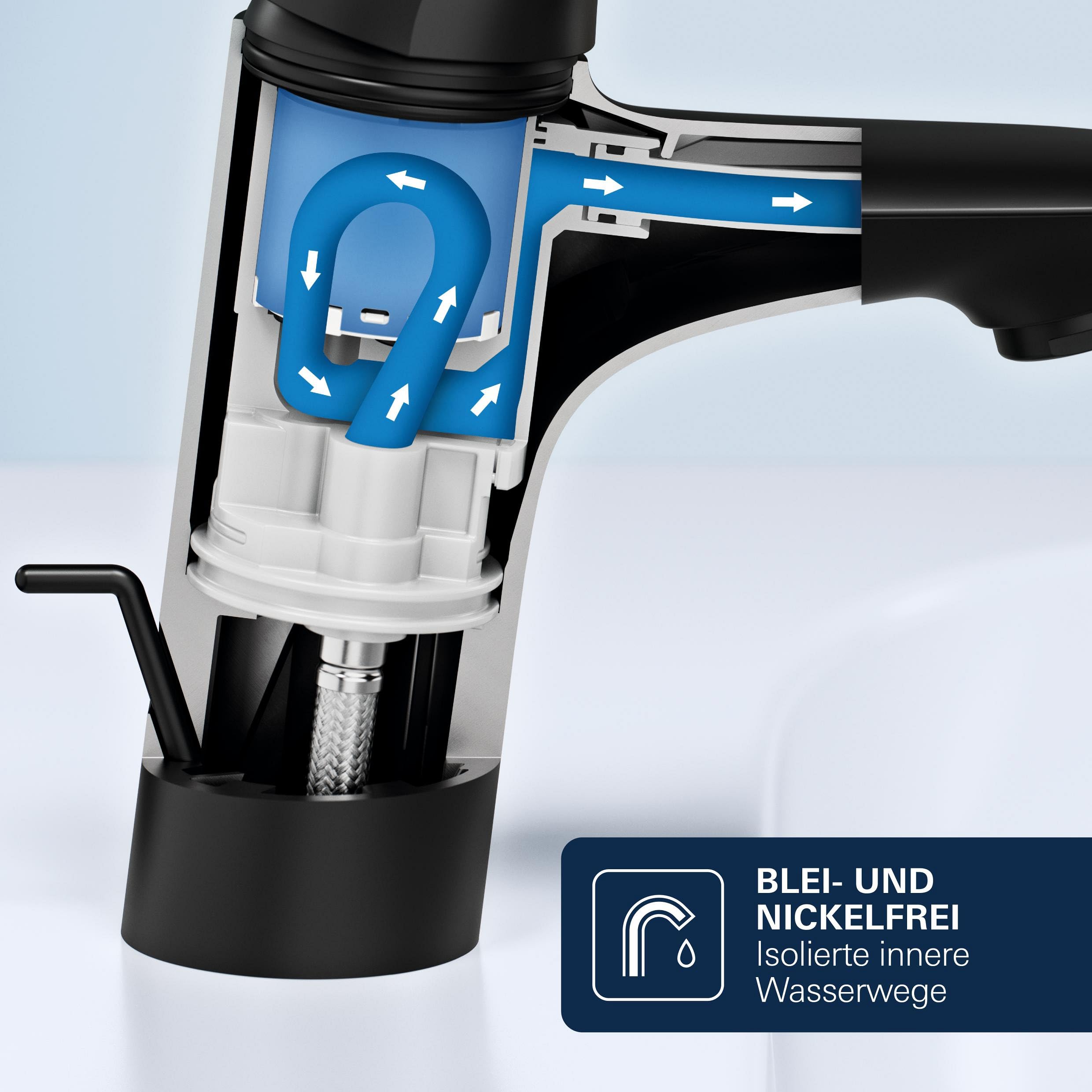 GROHE StartEdge, Waschtischarmatur 3,5l/min, wassersparend (Wasserhahn für das Bad, Badarmatur mit Zugstangen-Ablauf, 12cm hoch, mit 3in1 Werkzeug, einfache Installation), mattschwarz, 238982431