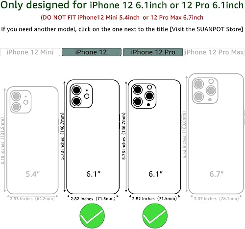 Miniatura 3 de SUANPOT Funda tipo cartera con bloqueo RFID para iPhone 1212 Pro de 6.1 pulgadas con soporte para tarjetas de crédito, funda de piel sintética con