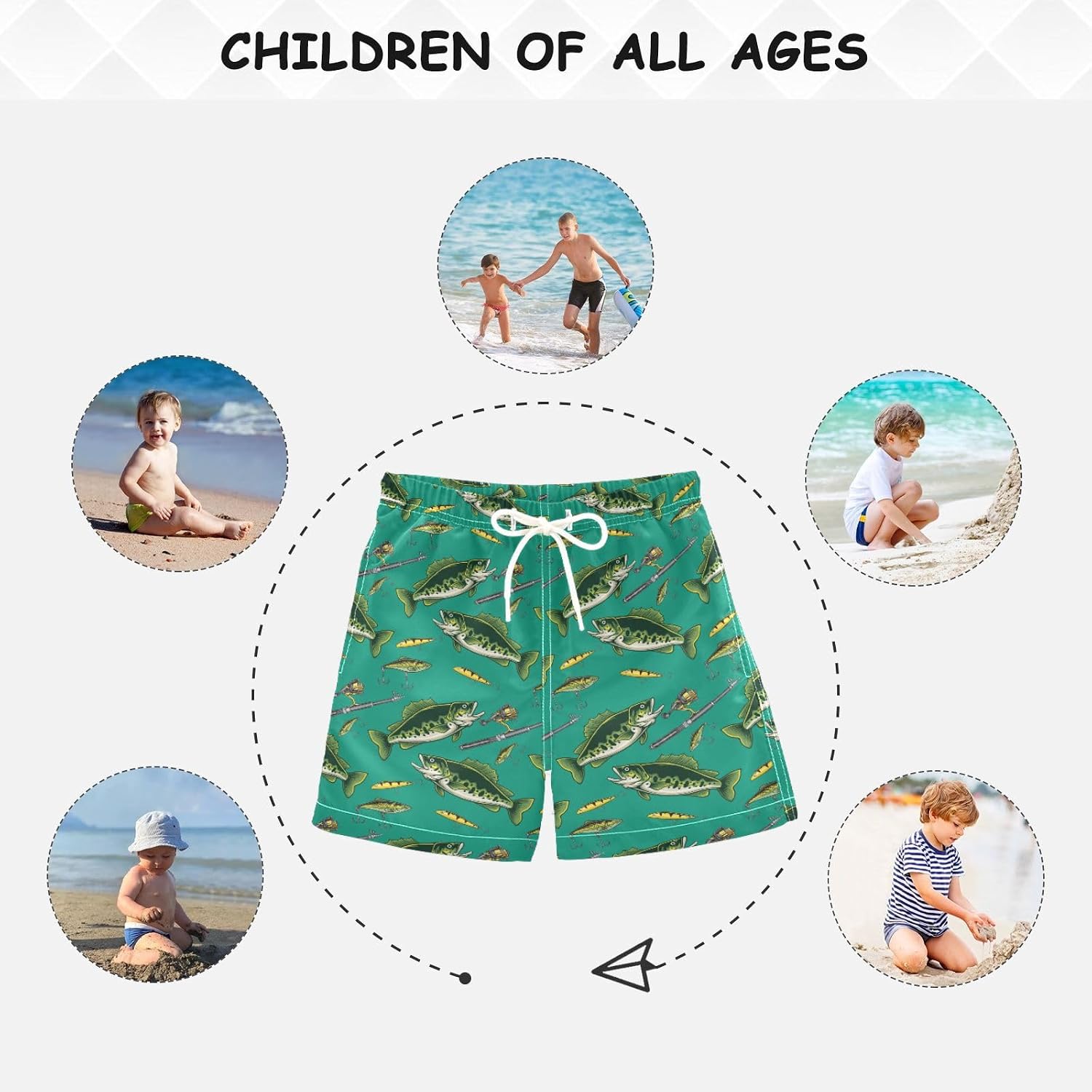 Boys Swim Trunks Quick Dry Beach Board Shorts with Mesh Lining Youth Swimwear 2-16Y