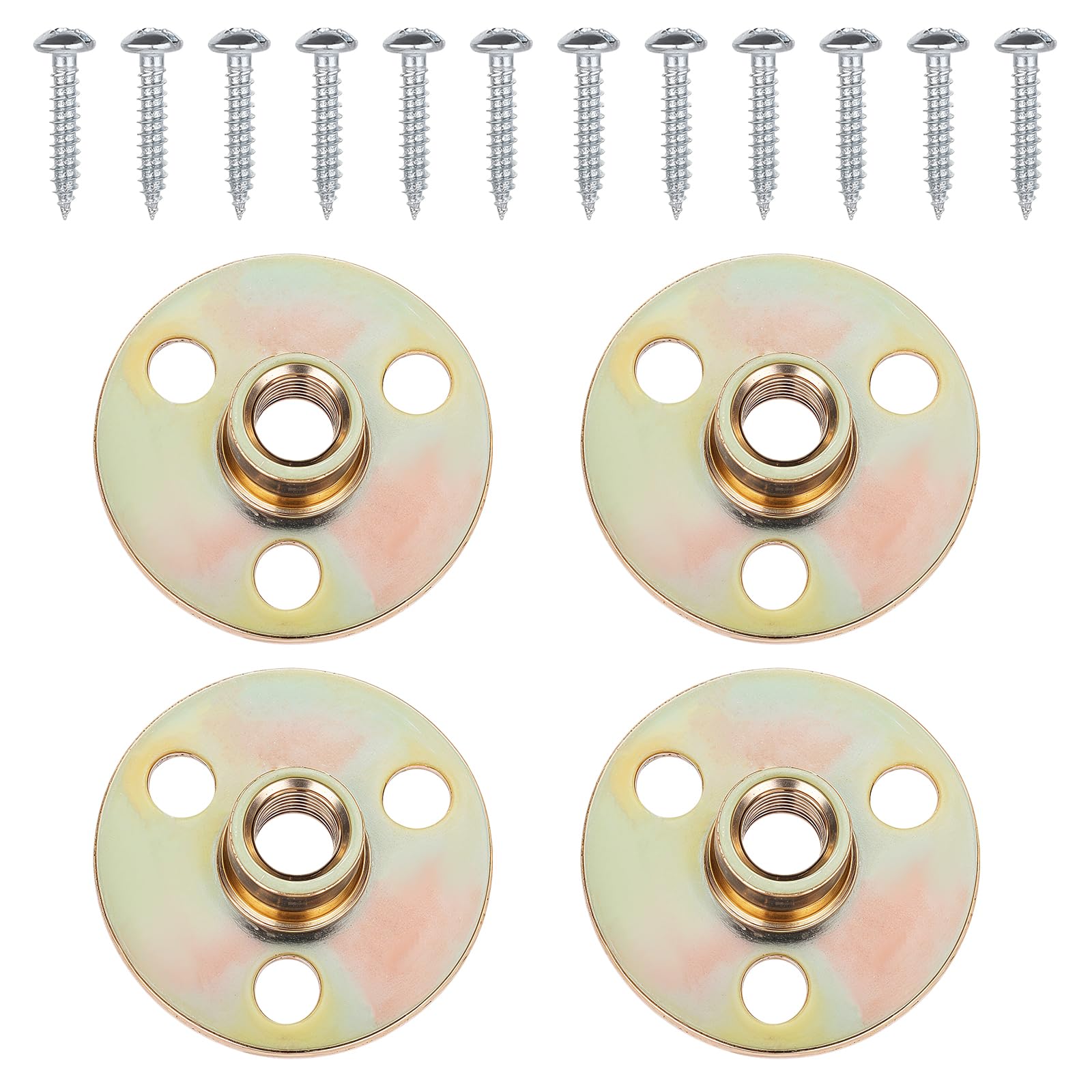 4 Pcs Furniture Legs Mounting Plates 5/16 Attachment Plates with Hanger Bolts Screws Table Leg Mounting Hardware for Furniture Leg Chair Couch Seats Cabinet