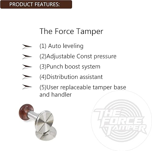 Miniatura 8 de The Force Tamper  Tamper de café de impacto automático  presión de contorno ajustable y juego de gofres de autolelación