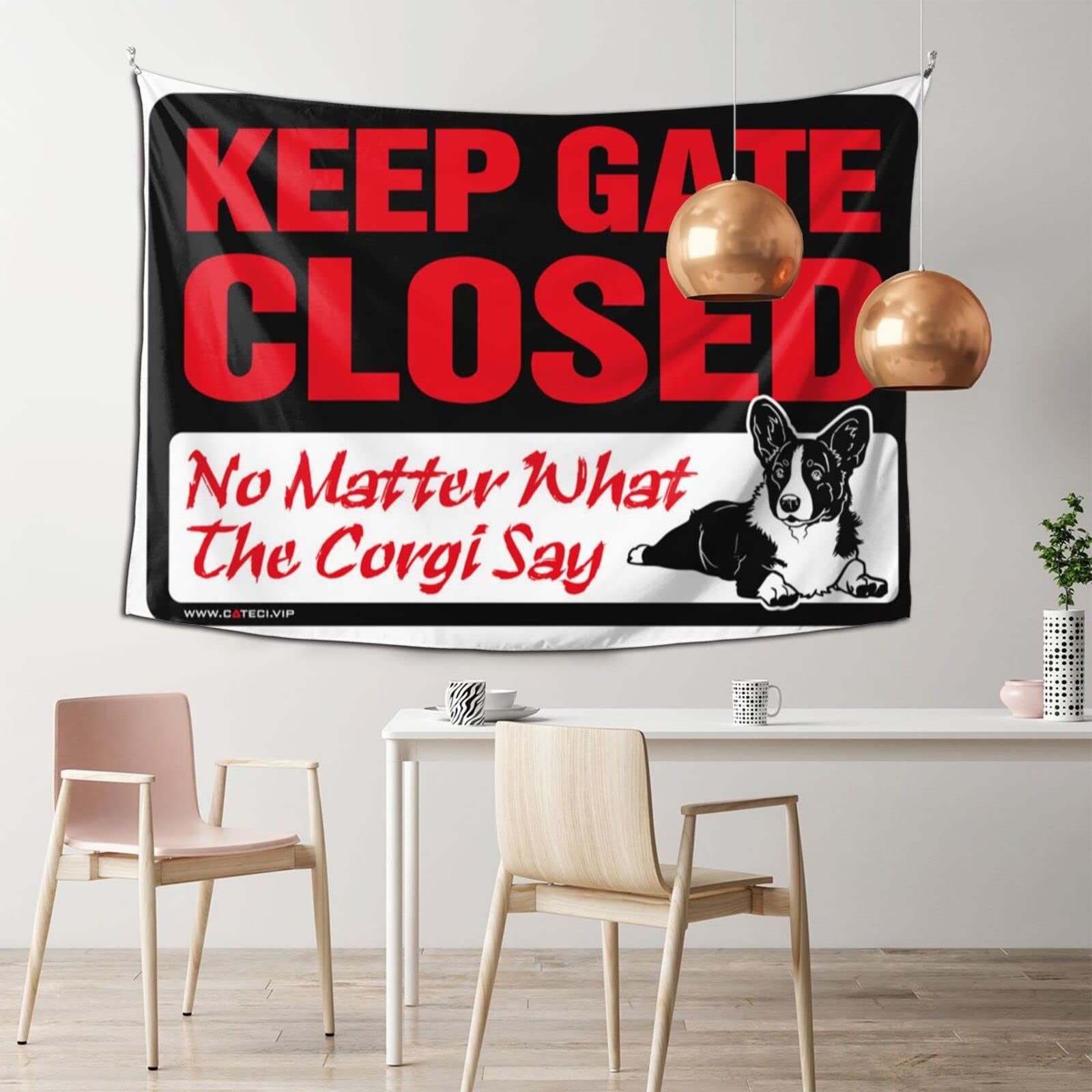 Dsocuiubos Tapestry for Bedroom Keep Gate Closed No Matter What The Corgi Say Tapestry Beer Decor Funny House Decor (Size : 75X100CM)