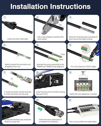 Miniatura 7 de VCELINK Conector CAT6A, conectores RJ45 que pasan a través de CAT6A CAT7 blindados, paquete de 30 unidades con certificación UL, chapado en oro de