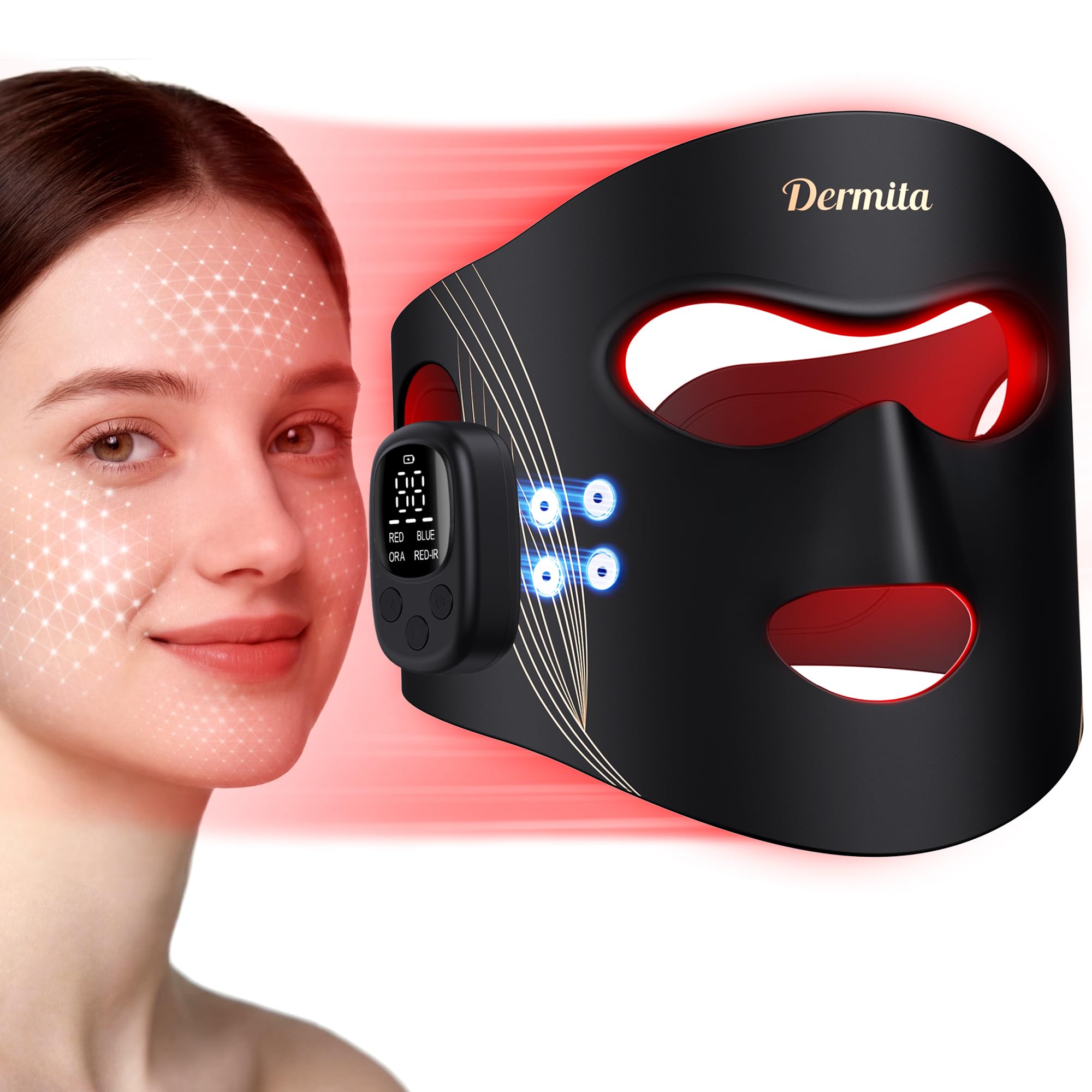 Red Light Therapy for Face Wireless with 400 Leds 360 Led Face Mask Light Therapy with 4 Modes