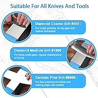 Vista 2 de Diamond Sharpening Stone,3 Side 400/1000/6000 Grit Premium Industrial Diamond & Ceramic Whetstone Knife Sharpener Stone With Edge Grip holder and