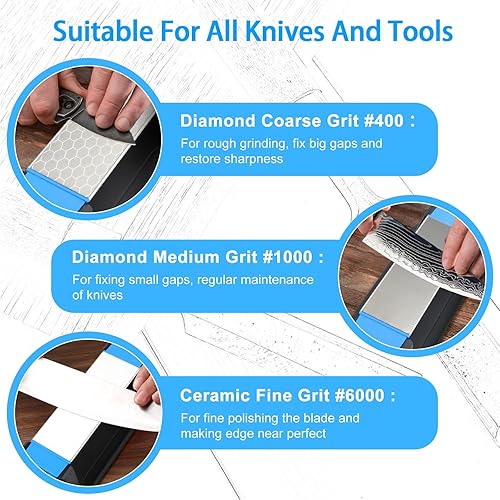 Miniatura 2 de Piedra de afilar de diamantes, 3 lados de grano 40010006000 de alta calidad industrial de diamante y piedra de afilar de cerámica con soporte de