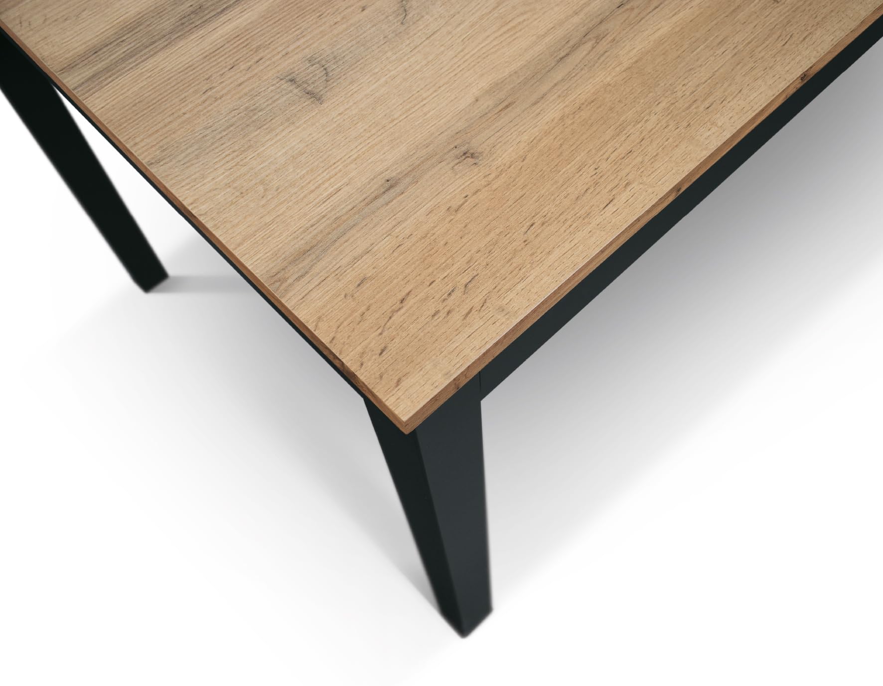 PAZZO DESIGN Tavolo Allungabile Michelle, Tavolo Soggiorno e Cucina, Piano Nobilitato Melaminico, Gambe Metallo Nere, Made in Italy, Rovere Rustico, 120x80x75 cm - id_2092