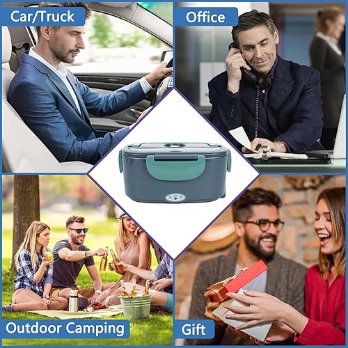 Miniatura 7 de Eleckfun Fiambrera eléctrica, calentador de alimentos portátil con calefacción para adultos, lonchera de calefacción inalámbrica para el trabajo,