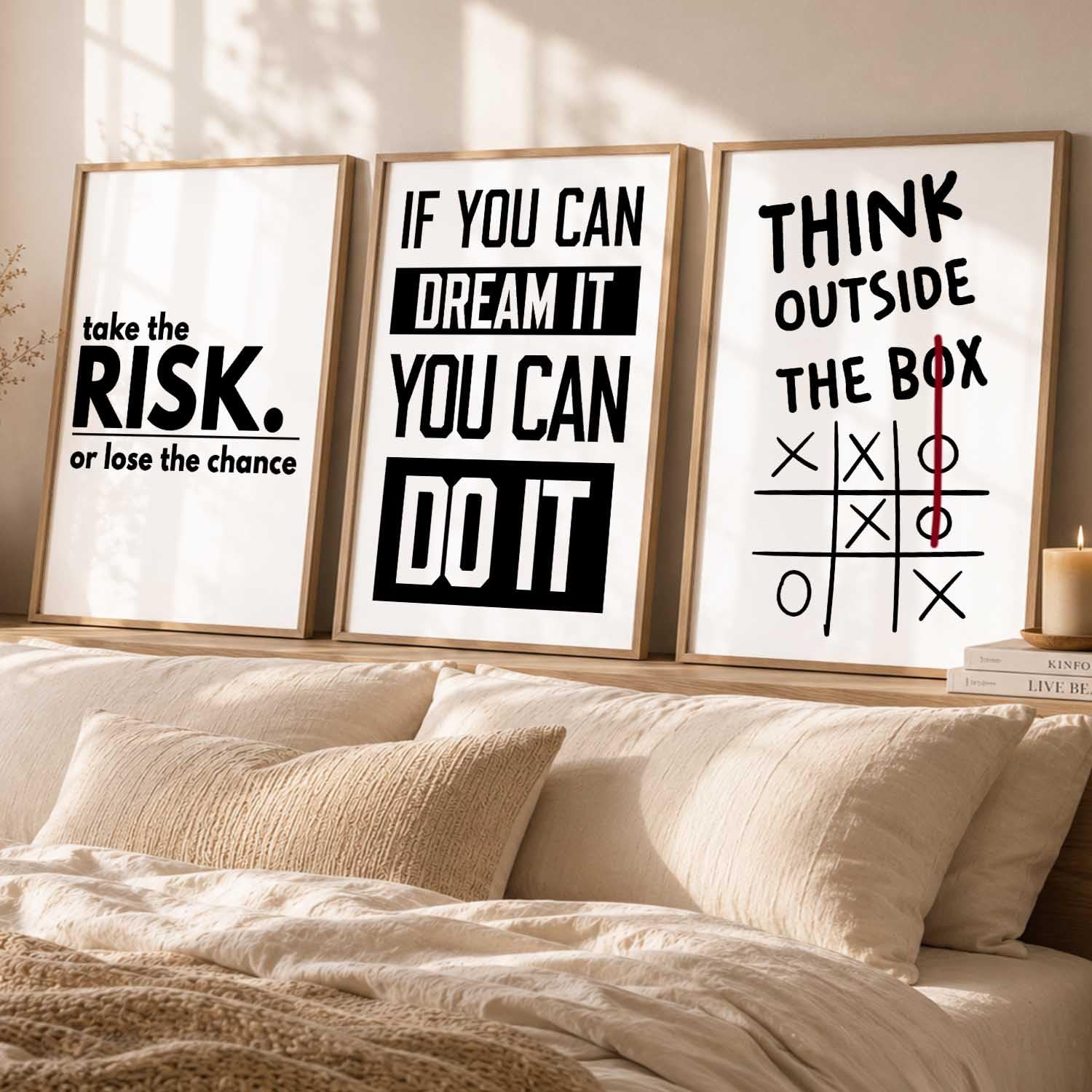 Motivational Wall Art Set - 3 Framed Posters -23