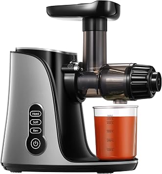 Juicer Machines, Slow Masticating Juicer Extractor with 3-Mode 2-Speed, Cold Press Juicer Easy to Clean, Quiet Motor & Reverse Function, Juice Recipes for Vegetables and Fruits, black