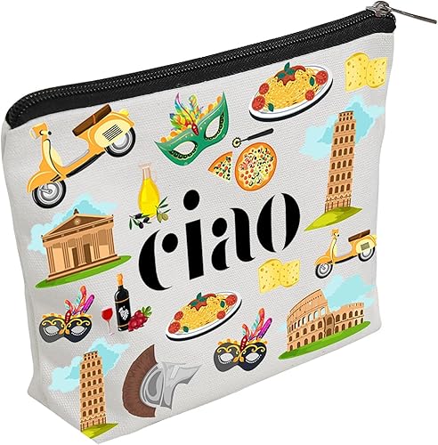 WZJHCL Bolsa de maquillaje Italy Trip - Kit cosmético de recuerdo italiano para regalo de vacaciones y viajes, Ciao, Moda