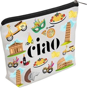 WZJHCL Italy Trip Makeup Pouch - Italian Souvenir Italy Vacation Holiday Cosmetic Kit - Bachelorette Trip Ciao Gift