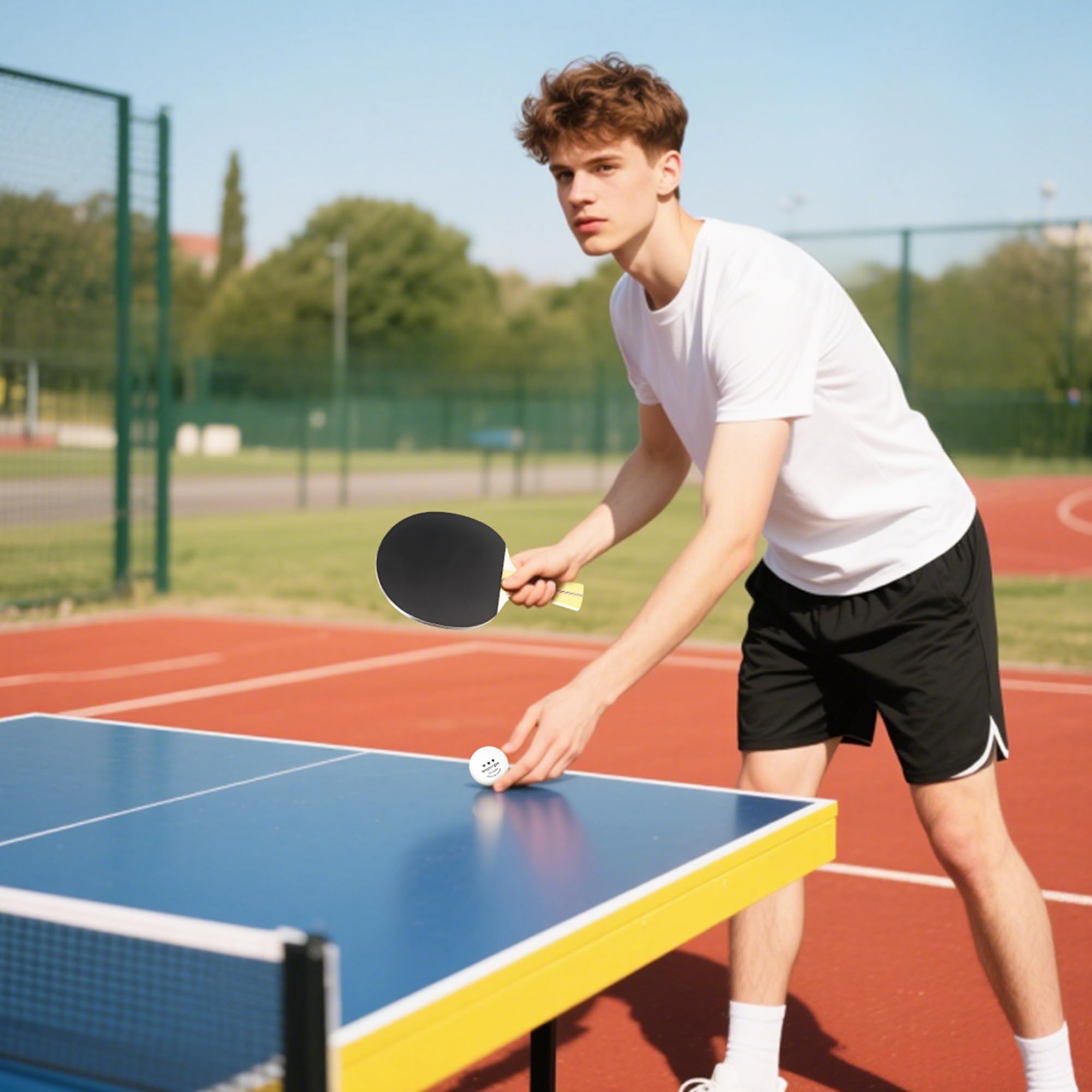 SPORTNOW Lot de Raquettes de ping-Pong, Tennis de Table 4 Raquettes + 8 balles + 1 Sac, pour Amateurs, débutants, Experts