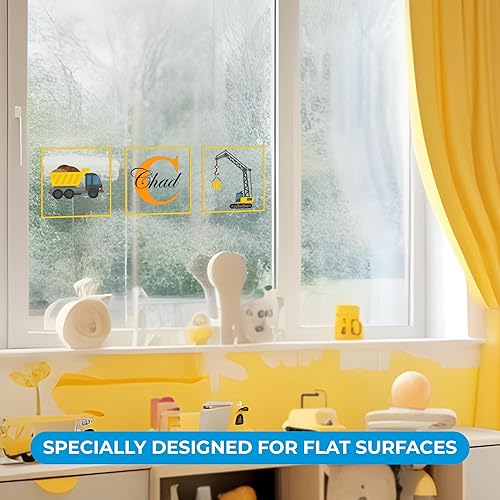 Miniatura 3 de Calcomanía de pared personalizada con nombre e inicial de construcción de camión I para decoración de habitación, decoración de pared para