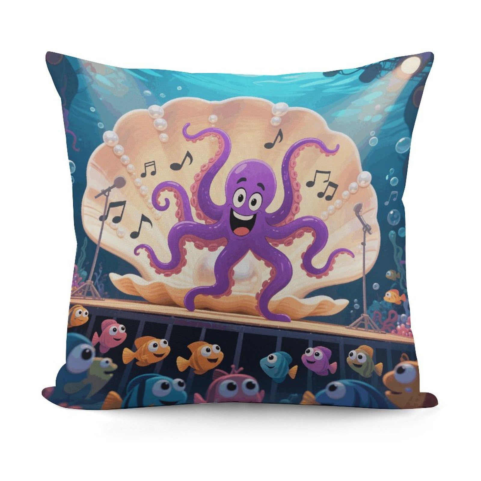 VstaDank Octopus Cartoon Throw Pillow Covers Fade-Resistant Removable Pillowcase Square Cushion Case Cozy Pillow Case Breathable Pillow Protector Soft Pillow Shams 18"x18"