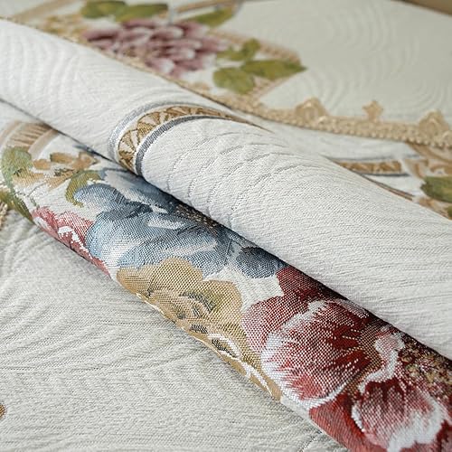 Miniatura 4 de vctops Fundas de lujo para reposabrazos de jacquard floral con volantes, antideslizantes, súper suaves, de chenilla, para perros, gatos y mascotas,