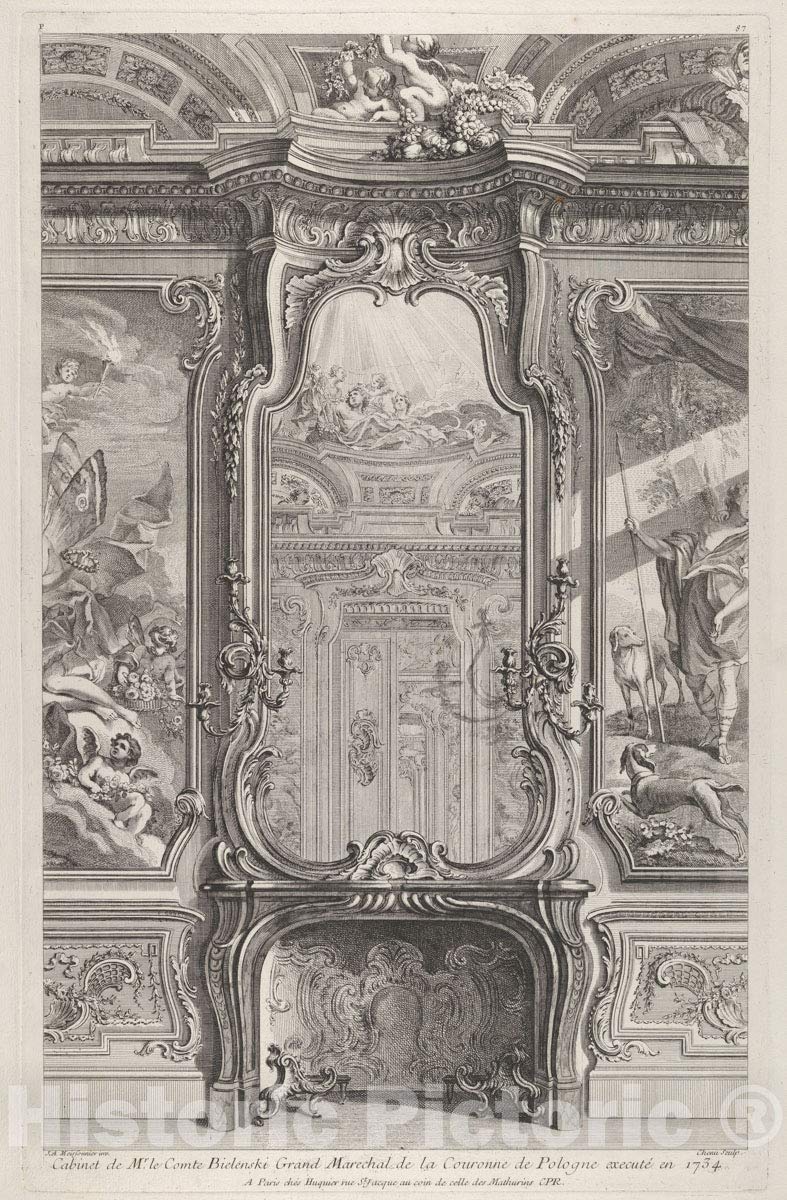 Historic Pictoric Art Print : Juste Aurèle Meissonnier - Cabinet de Mr le Compte Bielinski, from 'Oeuvres de Juste Aurelle Meissonnier' : Vintage Wall Décor : 08in x 12in