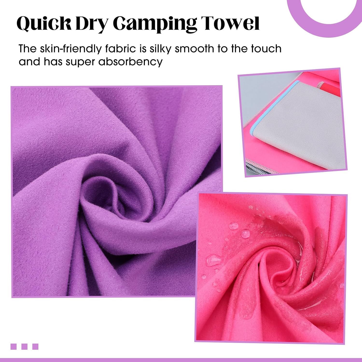Batiyeer 6 Pcs Quick Dry Camping Towel Set 3 Sizes Microfiber Travel Towel with 2 Mesh Bags, Lightweight Ultra Absorbent Gym Beach Towels for Swimming, Hiking, Yoga, Backpacking, 6 Colors (Bright)