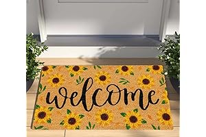 AnyDesign Sunflower Natural Coir Door Mat: Outdoor Spring Summer Welcome Doormat