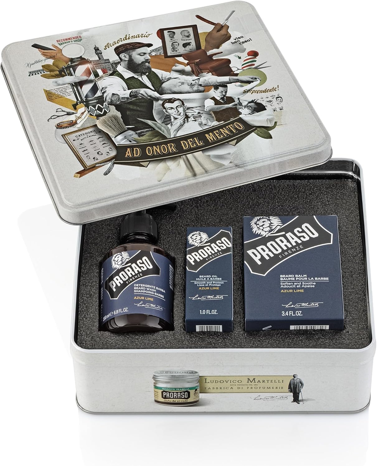Proraso Azur Lime Beard Care Kit for Men (Trio Pack), Luxurious Beard Care Gift Set with Beard Wash, Beard Oil and Beard Balm, Made in Italy